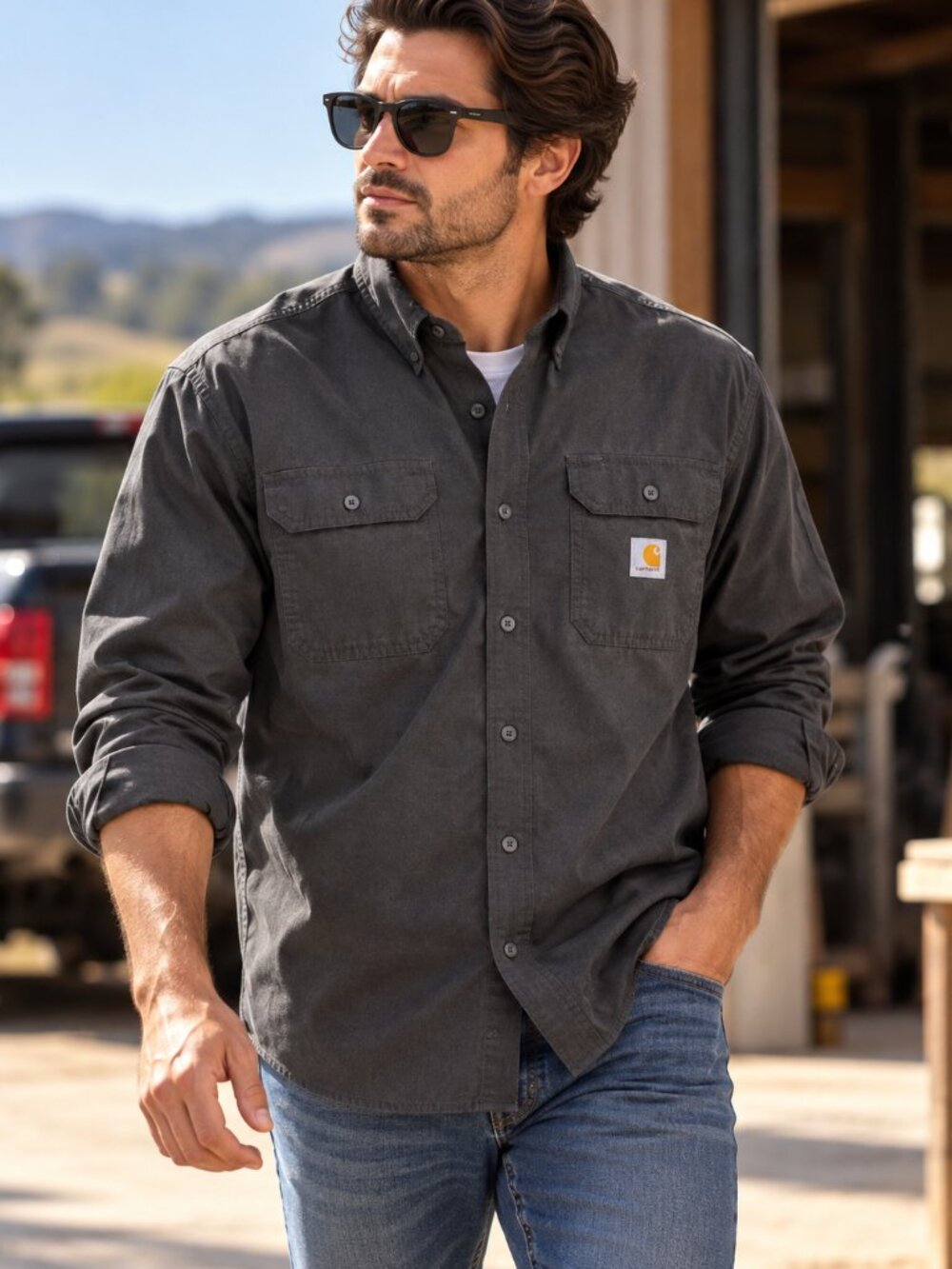 Carhartt Loose Fit Long Sleeve Work Shirt Charcoal Gray - Size 2XL NWT